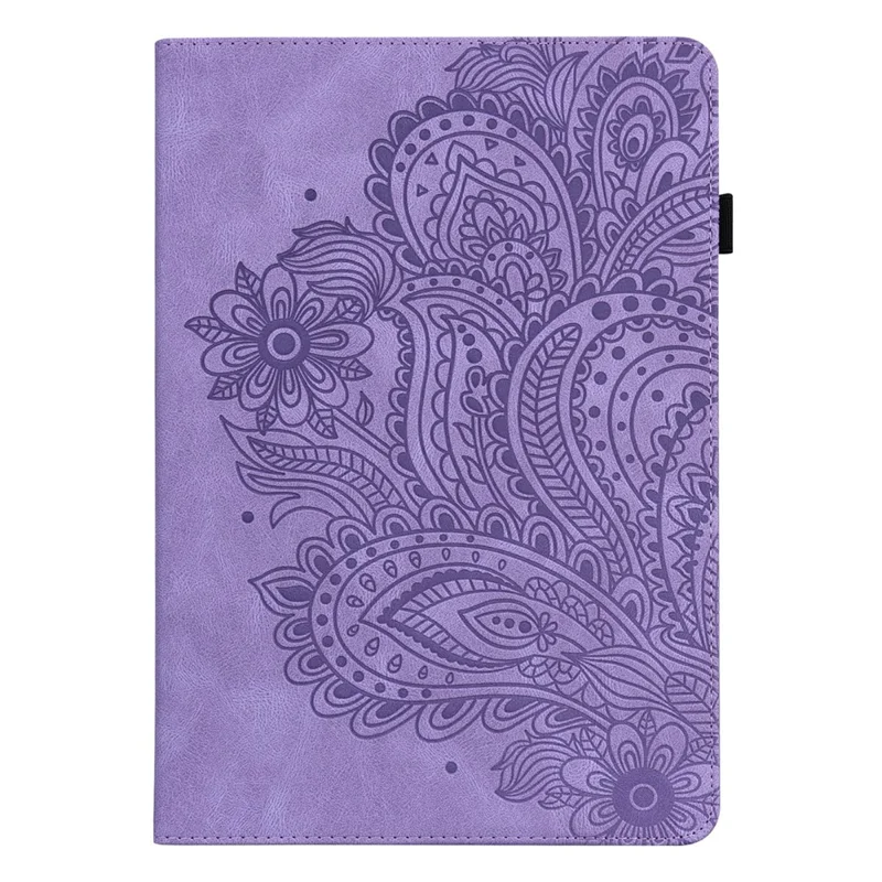 For Samsung Galaxy Tab S10 FE+ Case Peacock Flower Pattern Card Holder Leather Tablet Cover - Purple