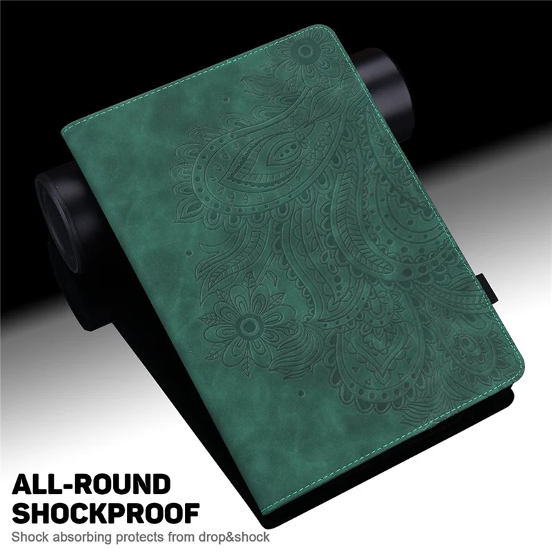 Tablet Case For Xiaomi Redmi Pad Pro 5G  /  Pad Pro  /  Poco Pad 4G Peacock Flower Pattern Card Holder Leather Cover - Green