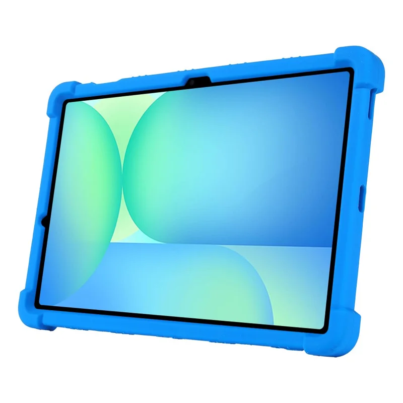 For Samsung Galaxy Tab S10 FE+ Silicone Case with Kickstand Rugged Protective Cover - Dark Blue