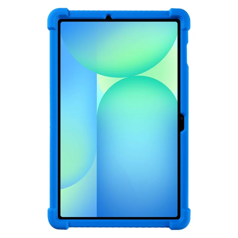 For Samsung Galaxy Tab S10 FE+ Silicone Case with Kickstand Rugged Protective Cover - Dark Blue