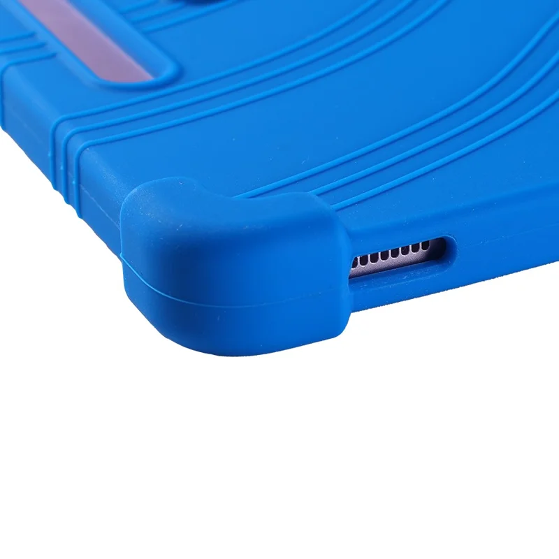 For Samsung Galaxy Tab S10 FE+ Silicone Case with Kickstand Rugged Protective Cover - Dark Blue