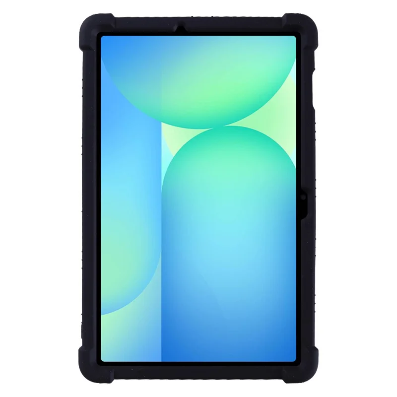For Samsung Galaxy Tab S10 FE+ Silicone Case with Kickstand Rugged Protective Cover - Black