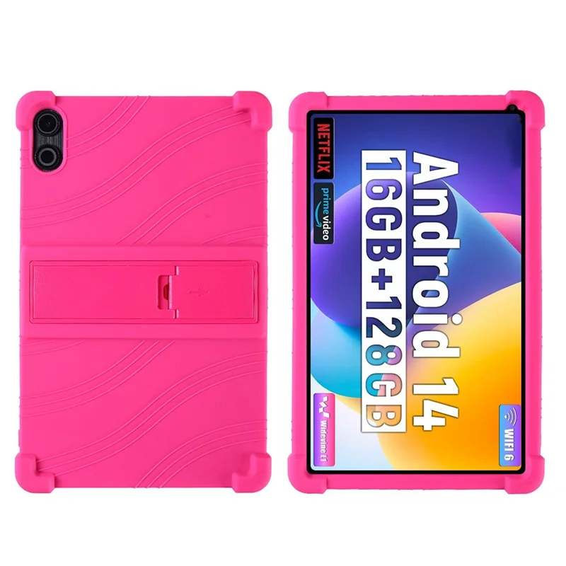 For FEARWIKY FKYC12 10.36 inch Silicone Case with Kickstand Rugged Protective Cover - Rose