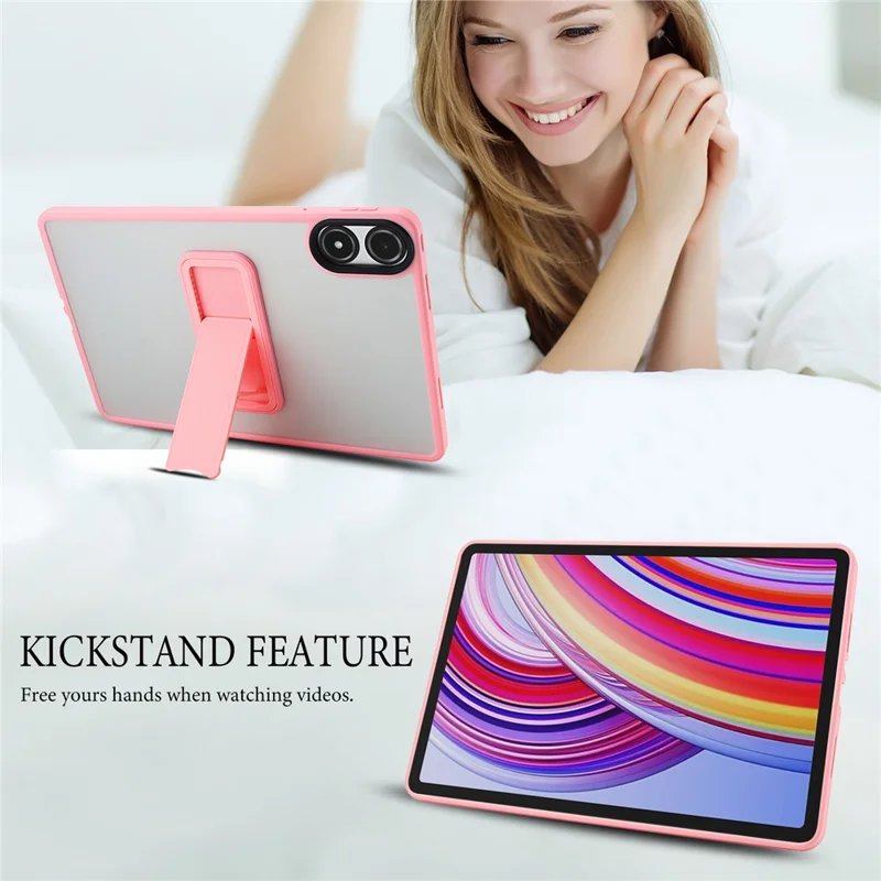 For Xiaomi Redmi Pad Pro / Pad Pro 5G Case with Kickstand TPU + PC Skin-Touch Tablet Cover - Pink