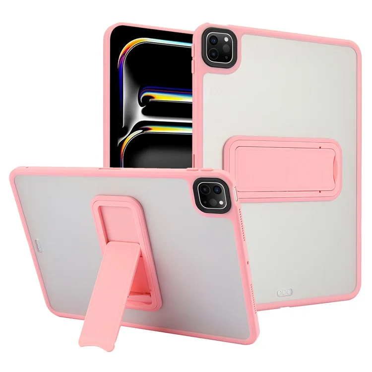 For iPad Pro 12.9 (2022) / (2021) / (2020) / (2018) Case with Kickstand TPU + PC Skin-Touch Tablet Cover - Pink