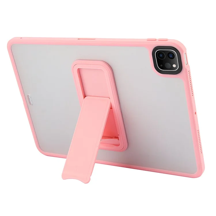 For iPad Pro 12.9 (2022) / (2021) / (2020) / (2018) Case with Kickstand TPU + PC Skin-Touch Tablet Cover - Pink