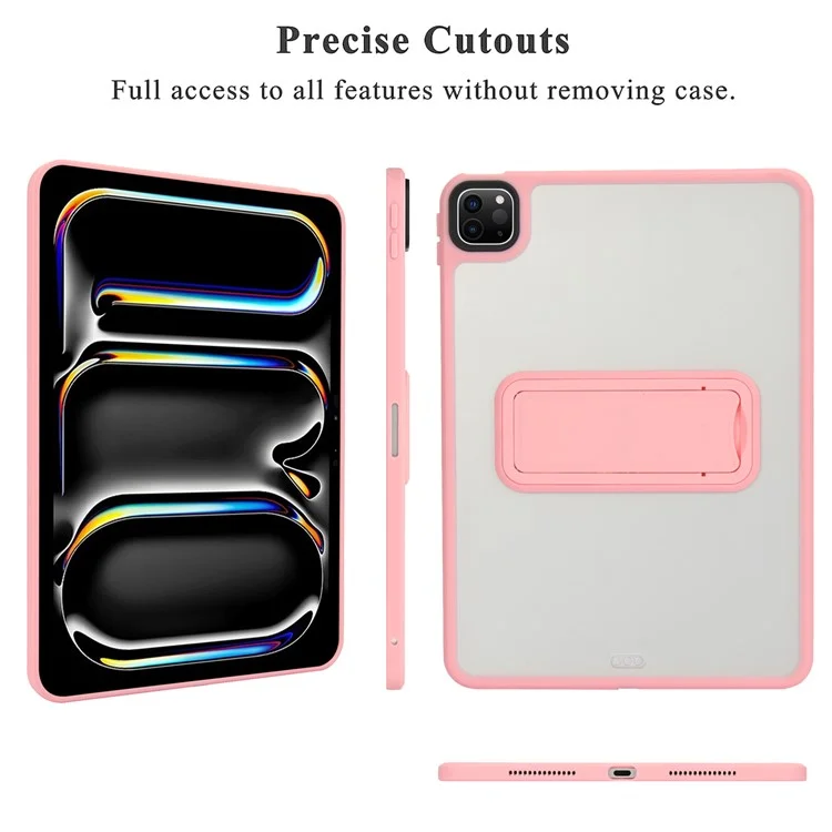 For iPad Pro 12.9 (2022) / (2021) / (2020) / (2018) Case with Kickstand TPU + PC Skin-Touch Tablet Cover - Pink