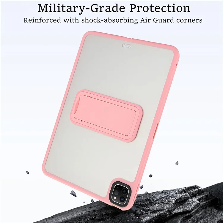 For iPad Pro 12.9 (2022) / (2021) / (2020) / (2018) Case with Kickstand TPU + PC Skin-Touch Tablet Cover - Pink