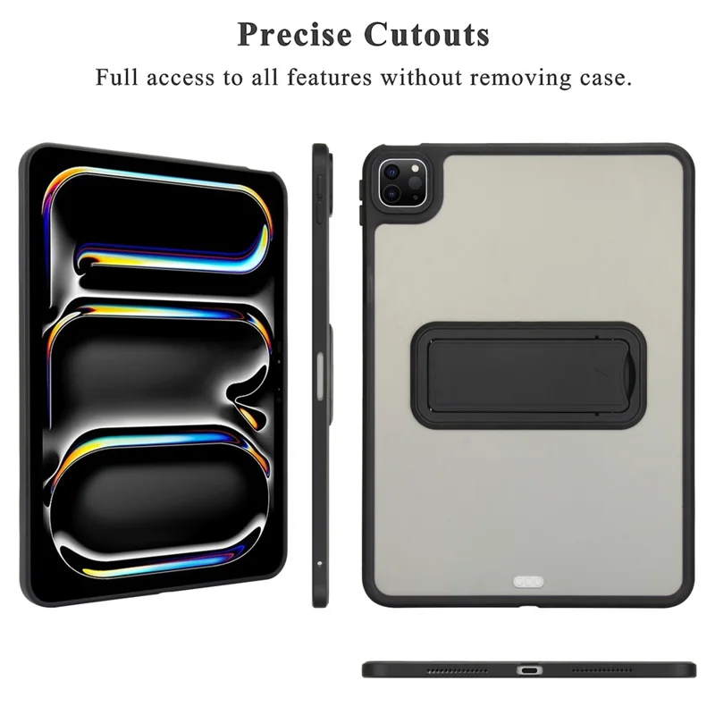For iPad Pro 12.9 (2022) / (2021) / (2020) / (2018) Case with Kickstand TPU + PC Skin-Touch Tablet Cover - Black