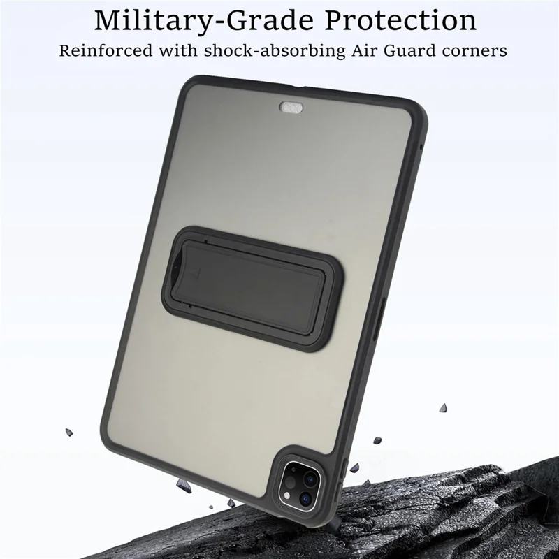 For iPad Pro 12.9 (2022) / (2021) / (2020) / (2018) Case with Kickstand TPU + PC Skin-Touch Tablet Cover - Black