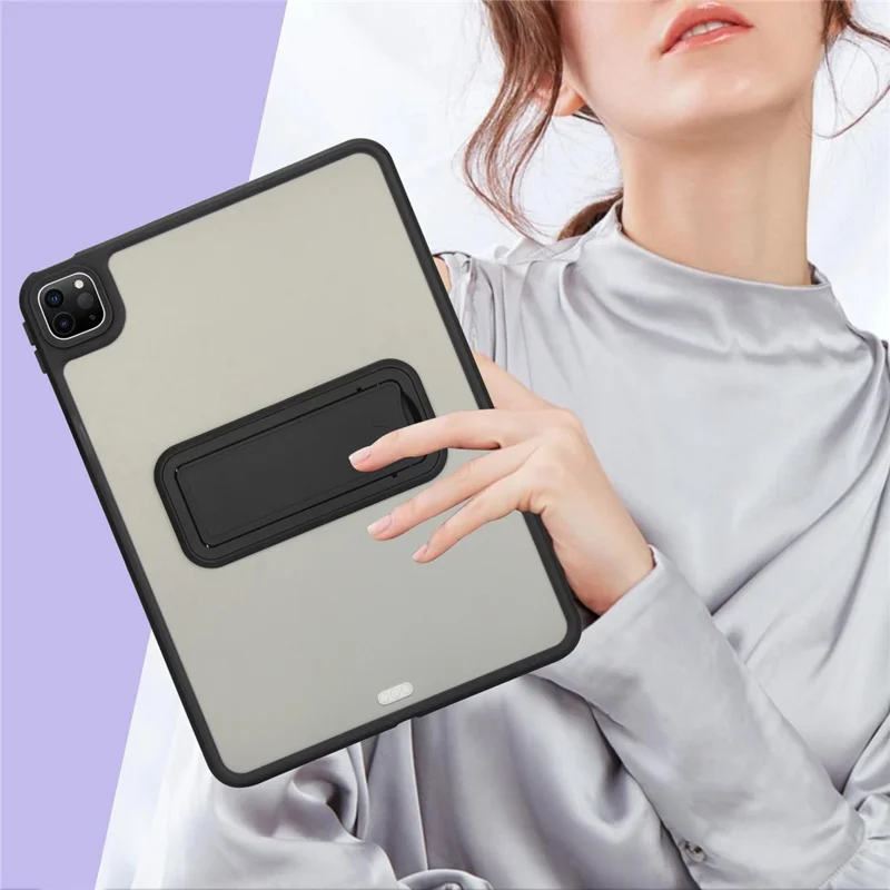 For iPad Pro 12.9 (2022) / (2021) / (2020) / (2018) Case with Kickstand TPU + PC Skin-Touch Tablet Cover - Black