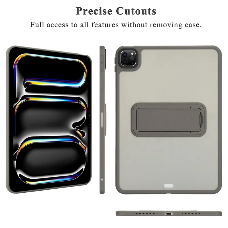 For iPad Pro 12.9 (2022) / (2021) / (2020) / (2018) Case with Kickstand TPU + PC Skin-Touch Tablet Cover - Grey