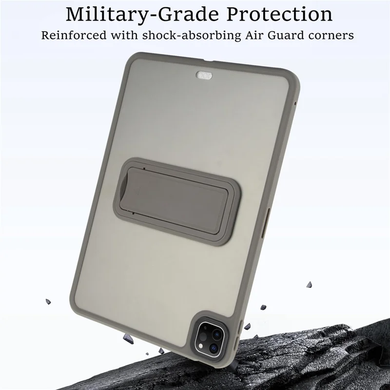 For iPad Pro 12.9 (2022) / (2021) / (2020) / (2018) Case with Kickstand TPU + PC Skin-Touch Tablet Cover - Grey