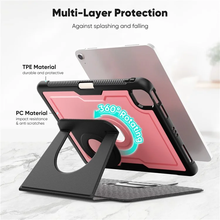 Capa de Tablet para iPad Air 11 (2025) / (2024) / Air (2022) / (2020) / Pro 11 (2022) / (2021) / (2020) Destacável PC + TPE + Couro PU Capa Flip - Rosa