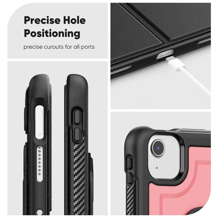 Capa de Tablet para iPad Air 11 (2025) / (2024) / Air (2022) / (2020) / Pro 11 (2022) / (2021) / (2020) Destacável PC + TPE + Couro PU Capa Flip - Rosa