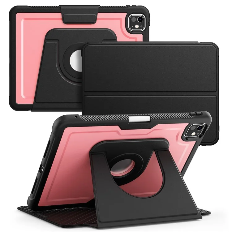 Étui pour iPad Pro 11 (2024) M4 A2836 Housse de tablette Détachable PC + TPU + Cuir PU Rabattable - Rose
