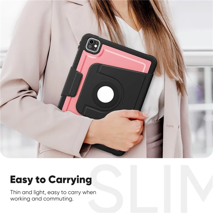 Étui pour iPad Pro 11 (2024) M4 A2836 Housse de tablette Détachable PC + TPU + Cuir PU Rabattable - Rose