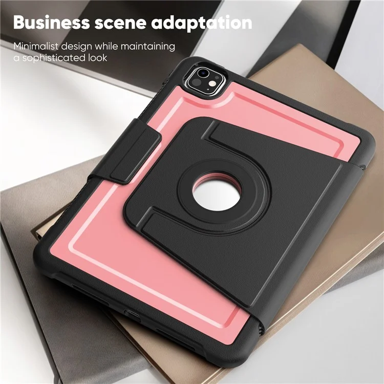 Étui pour iPad Pro 11 (2024) M4 A2836 Housse de tablette Détachable PC + TPU + Cuir PU Rabattable - Rose