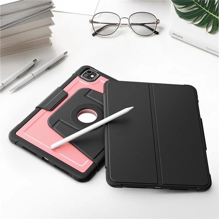 Étui pour iPad Pro 11 (2024) M4 A2836 Housse de tablette Détachable PC + TPU + Cuir PU Rabattable - Rose
