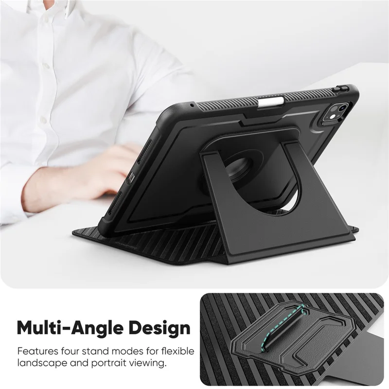 For iPad Pro 11 (2025) / 11 (2024) Tablet Case Detachable PC + TPU + PU Leather Flip Cover - Black