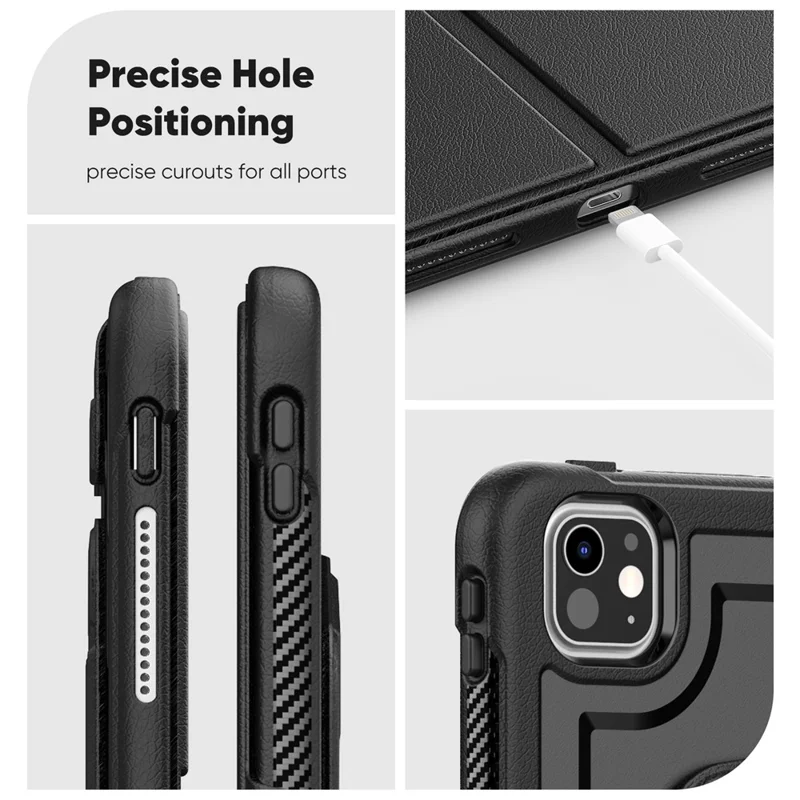 For iPad Pro 11 (2025) / 11 (2024) Tablet Case Detachable PC + TPU + PU Leather Flip Cover - Black