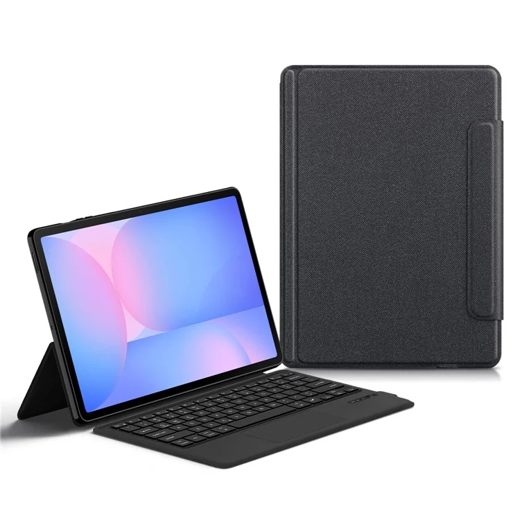 For Samsung Galaxy Tab S10 FE+ Leather Case + Touchpad Bluetooth-Compatible Keyboard with Backlit