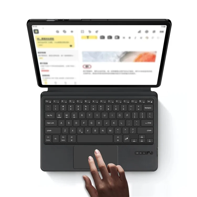 For Samsung Galaxy Tab S10 FE+ Leather Case + Touchpad Bluetooth-Compatible Keyboard with Backlit