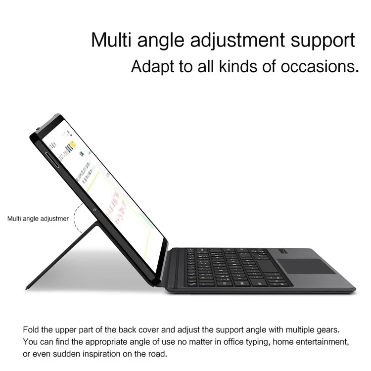 For Samsung Galaxy Tab S10 FE+ Leather Case + Touchpad Bluetooth-Compatible Keyboard with Backlit