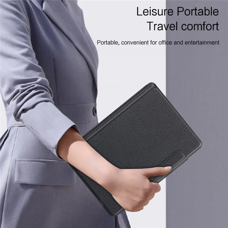 For Samsung Galaxy Tab S10 FE+ Leather Case + Touchpad Bluetooth-Compatible Keyboard with Backlit