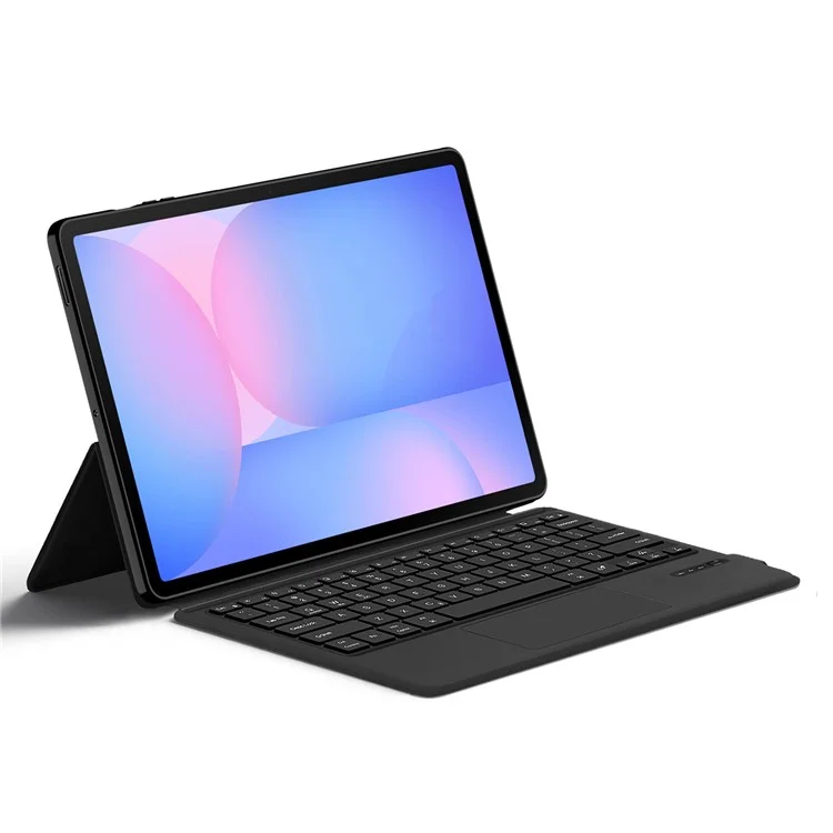 For Samsung Galaxy Tab S10 FE+ Leather Case + Touchpad Bluetooth-Compatible Keyboard with Backlit