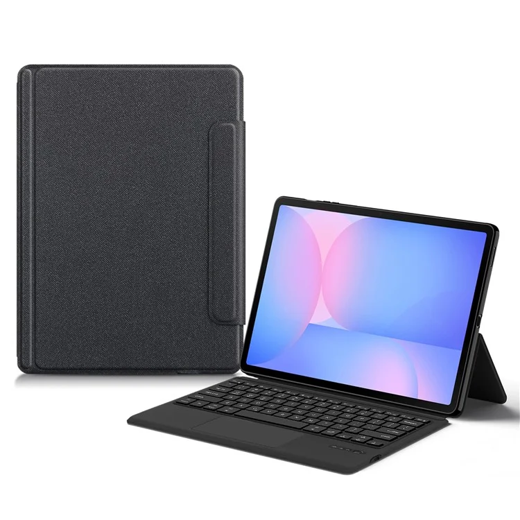 For Samsung Galaxy Tab S10 FE+ Leather Case + Touchpad Bluetooth-Compatible Keyboard with Backlit