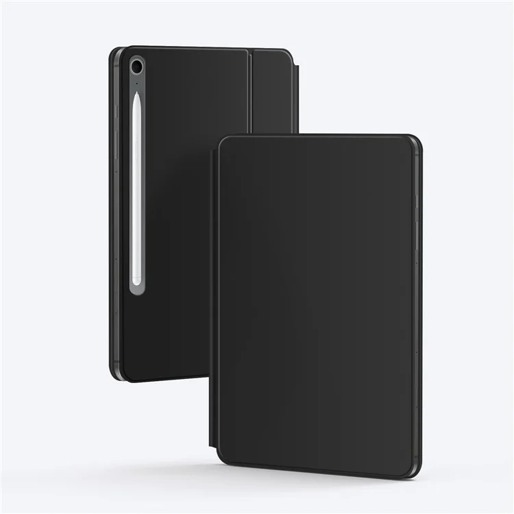 For Samsung Galaxy Tab S10 FE Floating Magnetic Bluetooth-Compatible Keyboard (Arabic) + Leather Tablet Case - Black