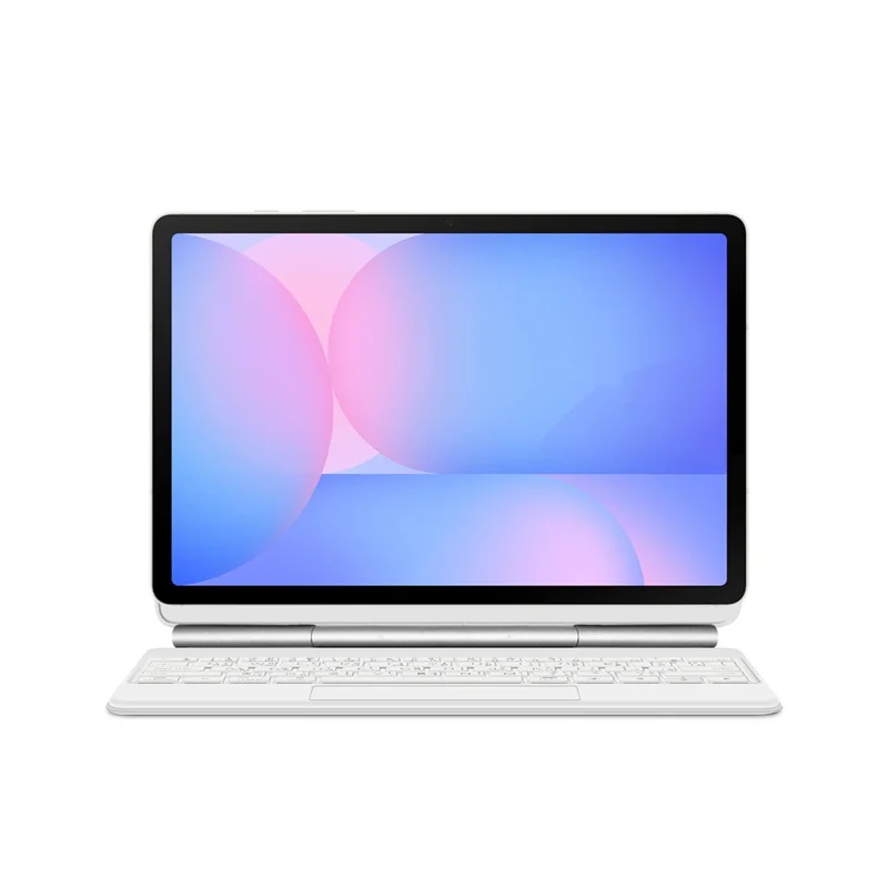For Samsung Galaxy Tab S10 FE / S10 Lite / S9 / S8 / S7 FE Floating Magnetic Bluetooth-Compatible Keyboard (Arabic) + Leather Tablet Case - White