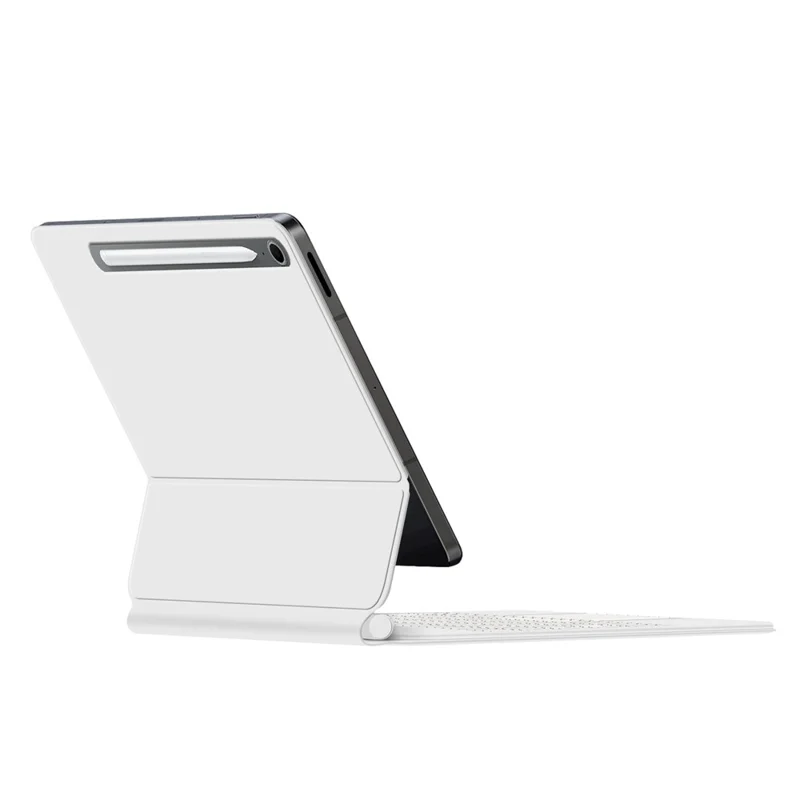 For Samsung Galaxy Tab S10 FE Floating Magnetic Bluetooth-Compatible Keyboard (German) + Leather Tablet Case - White