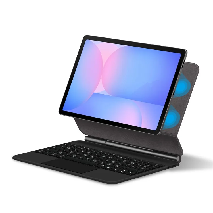For Samsung Galaxy Tab S10 FE Magnetic Floating Bluetooth-Compatible Keyboard (Russian) + Leather Tablet Case - Black