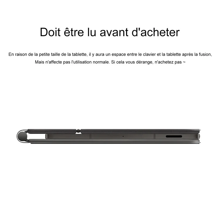 For Samsung Galaxy Tab S10 FE Floating Magnetic Bluetooth-Compatible Keyboard (French) + Leather Tablet Case - Black