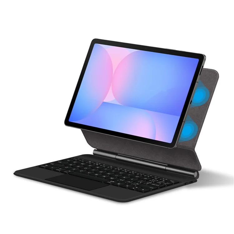 Für Samsung Galaxy Tab S10 FE Magnetische schwebende Bluetooth-kompatible Tastatur (Portugiesisch) + Leder-Tablet-Hülle - Schwarz