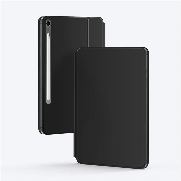 Für Samsung Galaxy Tab S10 FE Magnetische schwebende Bluetooth-kompatible Tastatur (Portugiesisch) + Leder-Tablet-Hülle - Schwarz
