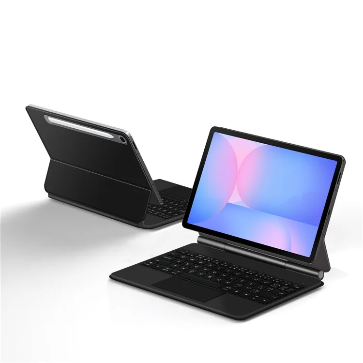Für Samsung Galaxy Tab S10 FE Magnetische schwebende Bluetooth-kompatible Tastatur (Portugiesisch) + Leder-Tablet-Hülle - Schwarz