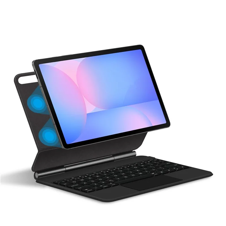 For Samsung Galaxy Tab S10 FE Magnetic Floating Bluetooth-Compatible Keyboard (English) + Leather Tablet Case - Black