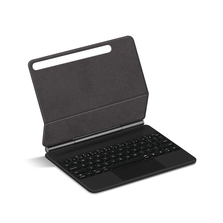For Samsung Galaxy Tab S10 FE Magnetic Floating Bluetooth-Compatible Keyboard (English) + Leather Tablet Case - Black