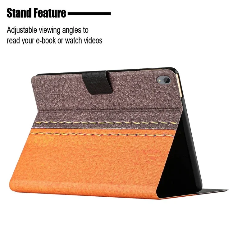 PU Leather Stand Case for Lenovo Tab P11 TB-J606F / Tab P11 5G, Bi-color Splicing Card Slots Protective Tablet Cover - Orange