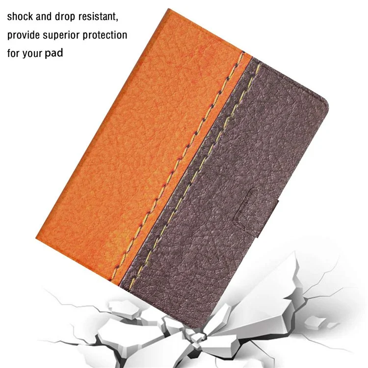 PU Leather Stand Case for Lenovo Tab P11 TB-J606F / Tab P11 5G, Bi-color Splicing Card Slots Protective Tablet Cover - Orange