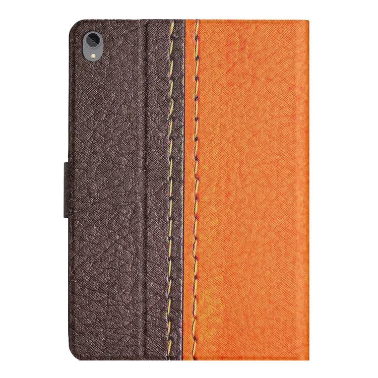 PU Leather Stand Case for Lenovo Tab P11 TB-J606F / Tab P11 5G, Bi-color Splicing Card Slots Protective Tablet Cover - Orange