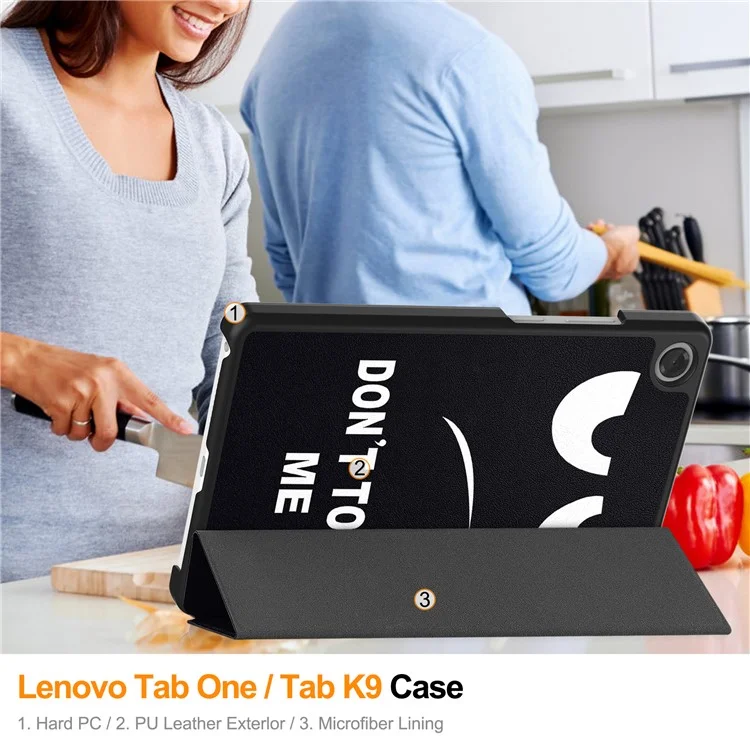 For Lenovo Tab K9  /  Tab One Case Pattern Print Leather Stand Tablet Cover - Don't Touch Me