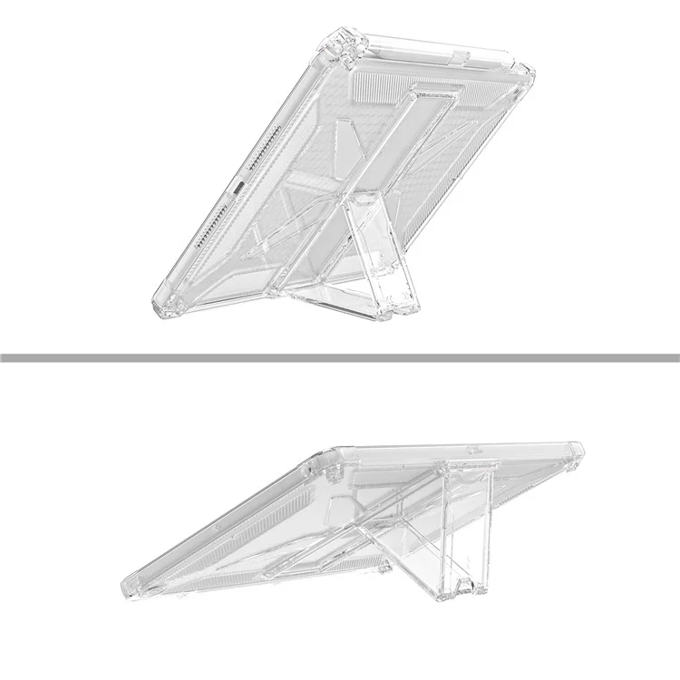 For iPad 9.7-inch (2018)  /  (2017) Clear Case Kickstand Shockproof TPU + PC Tablet Cover with Pen Slot