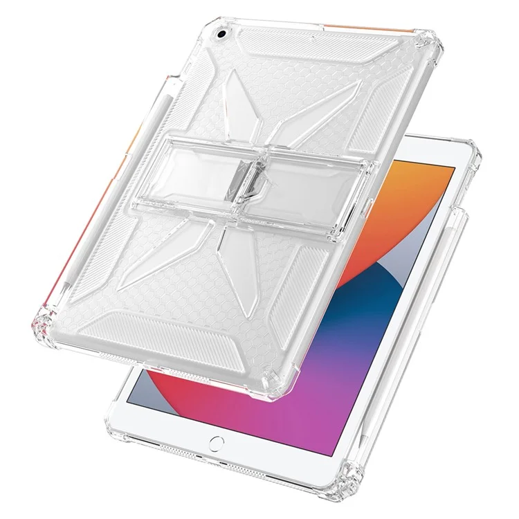 For iPad 9.7-inch (2018)  /  (2017) Clear Case Kickstand Shockproof TPU + PC Tablet Cover with Pen Slot