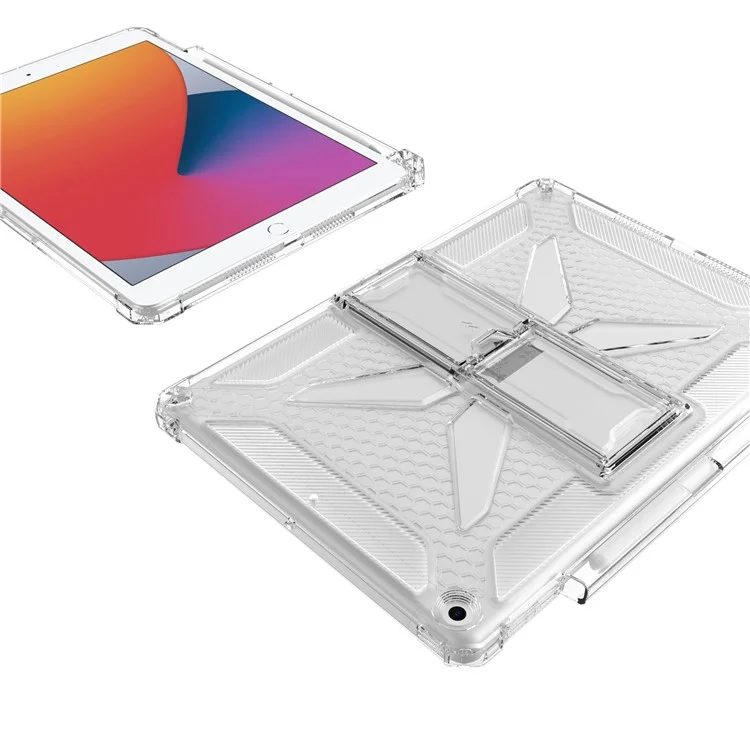 For iPad 9.7-inch (2018)  /  (2017) Clear Case Kickstand Shockproof TPU + PC Tablet Cover with Pen Slot