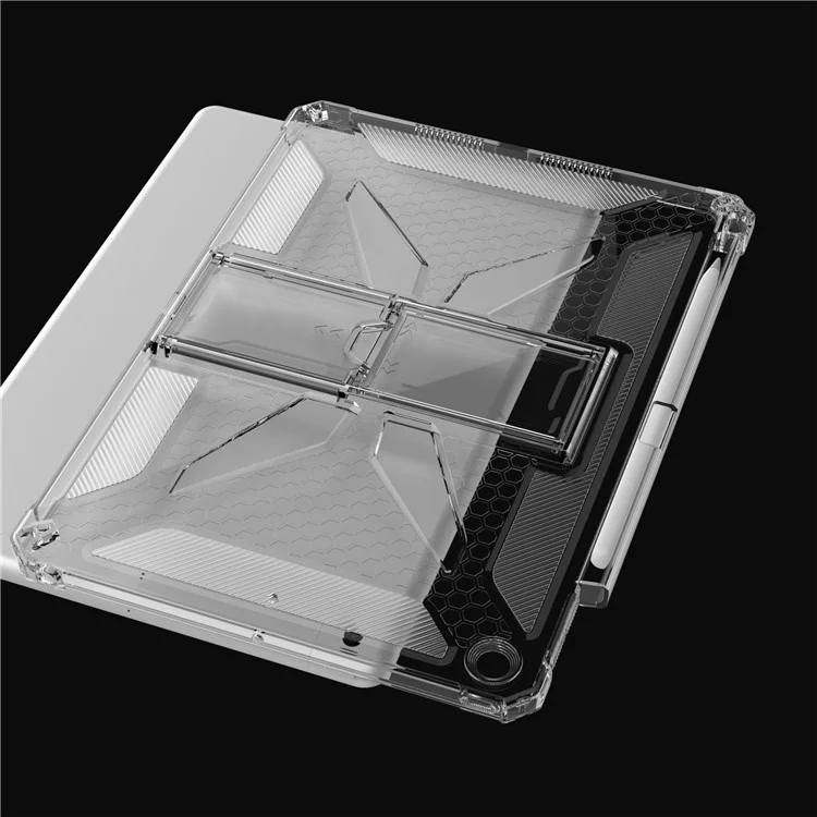 For iPad 9.7-inch (2018)  /  (2017) Clear Case Kickstand Shockproof TPU + PC Tablet Cover with Pen Slot