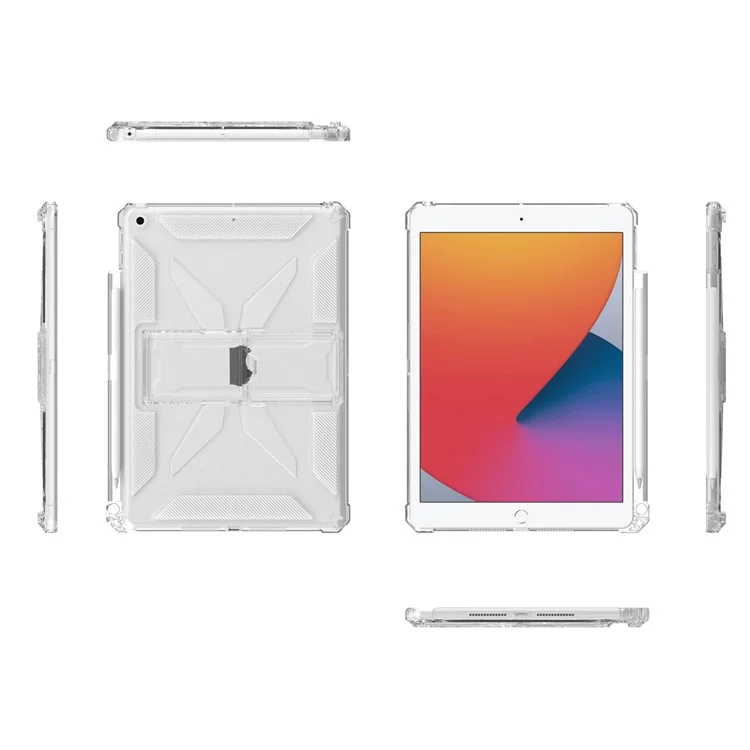 For iPad 9.7-inch (2018)  /  (2017) Clear Case Kickstand Shockproof TPU + PC Tablet Cover with Pen Slot